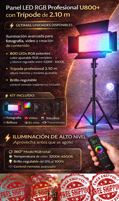 Luz LED RGB Studio Pro con Trípode y control